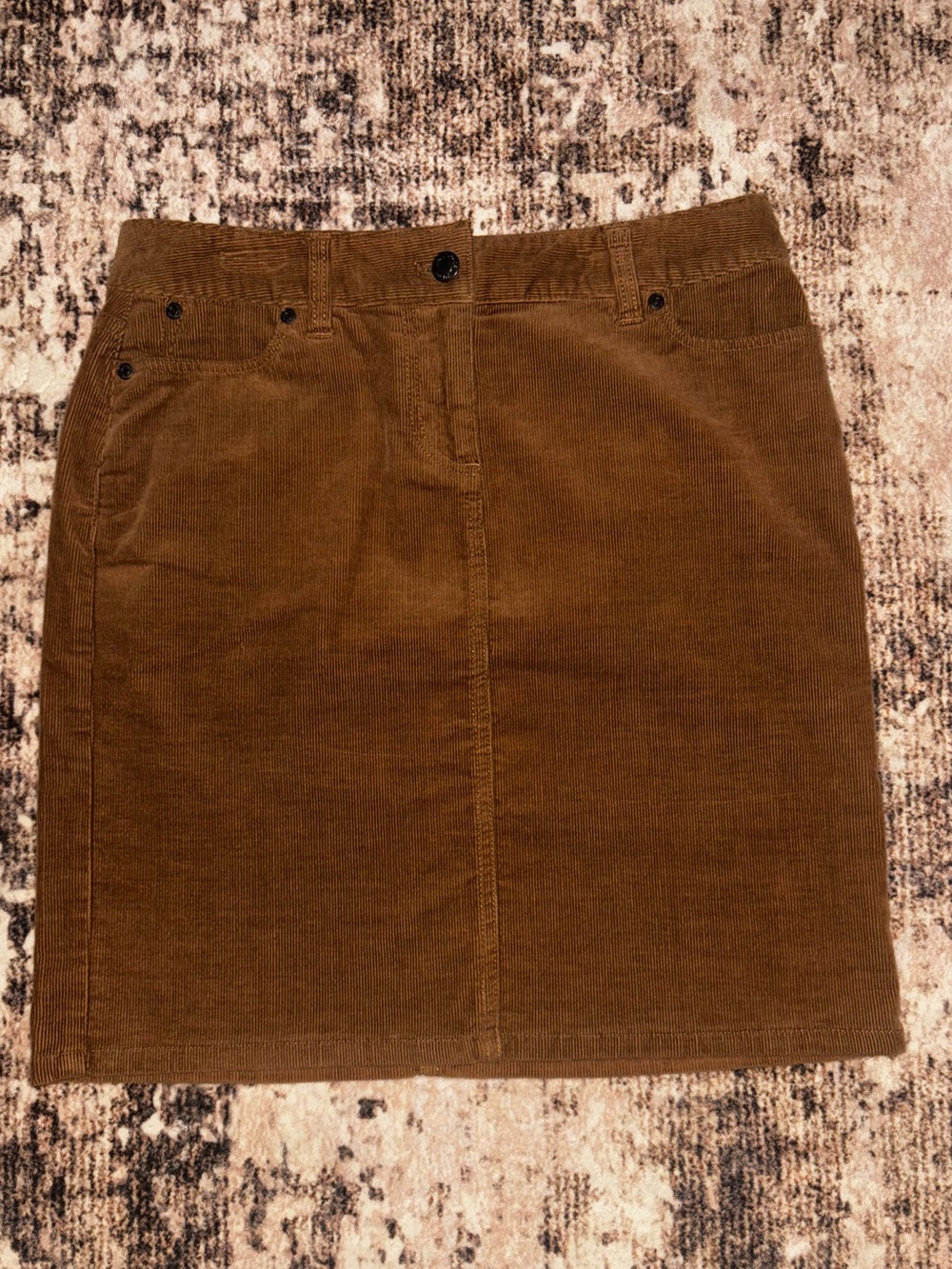 Talbots Brown Corduroy Skirt Cotton Lycra Spandex Fitted Pencil Skirt